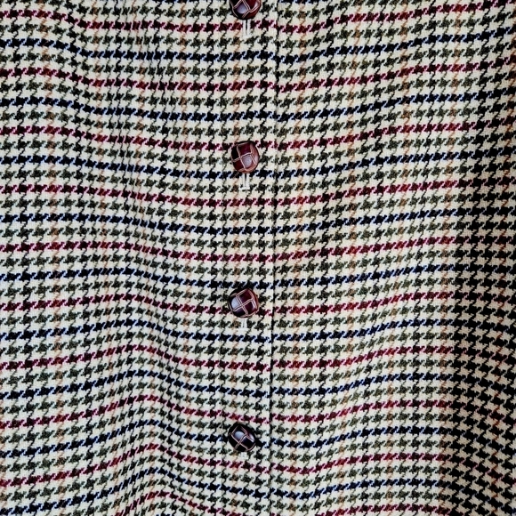 NWT Talbots Tan Multicolored Houndstooth Wool Plaid Skirt - Picture 3 of 5